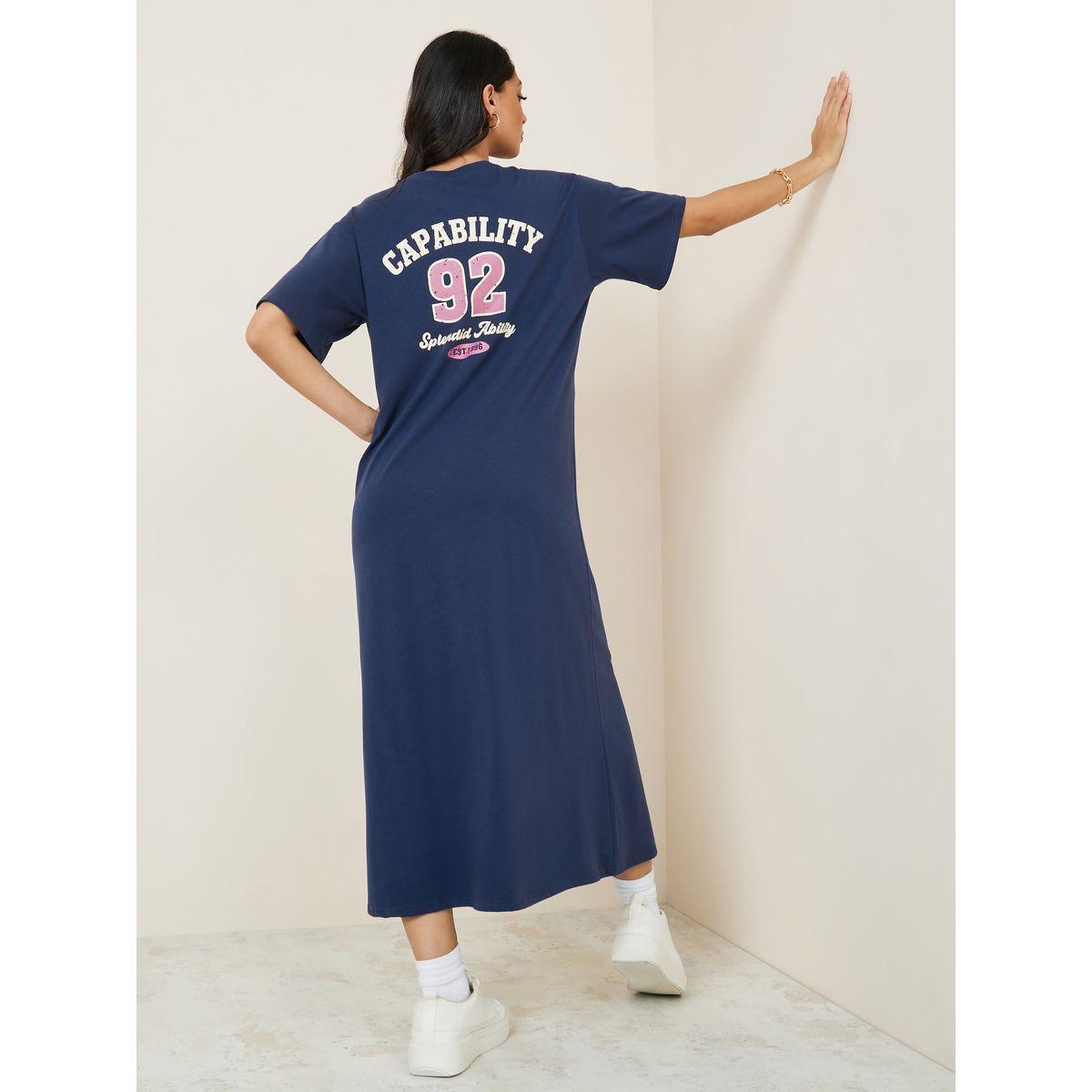 Styli Back Print Detail T-Shirt Midi Dress-women-clothing-dresses-image-4