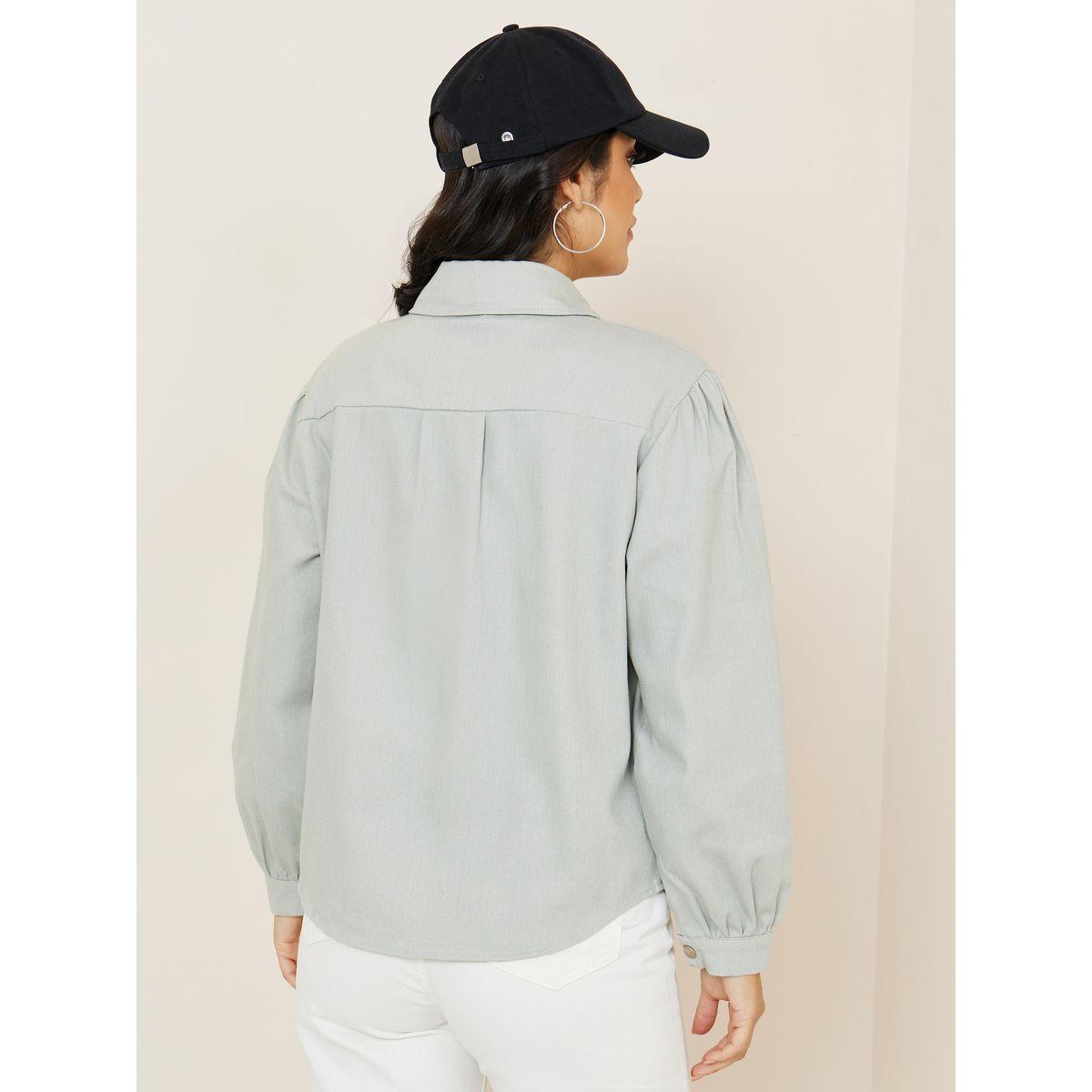 Styli Popper Button Oversized Shirt with Flap Pocket-women-clothing-shirtsandblouses-shirts-image-5