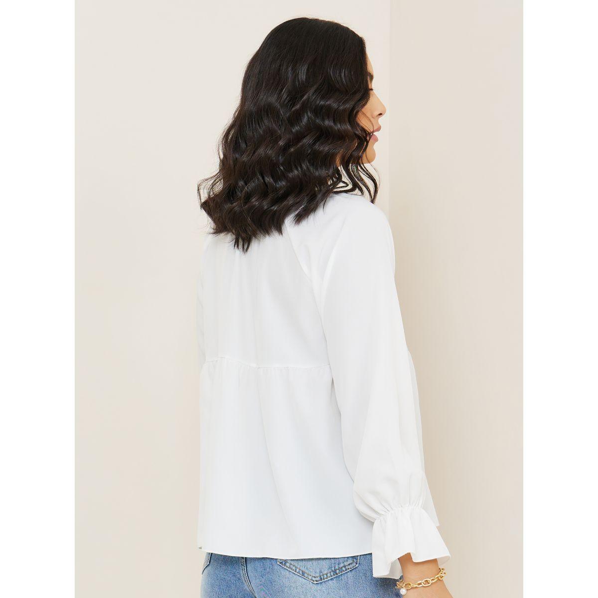 Styli Tie-Up Neck Frill Cuff Relaxed Fit Blouse-women-clothing-shirtsandblouses-blouses-image-4