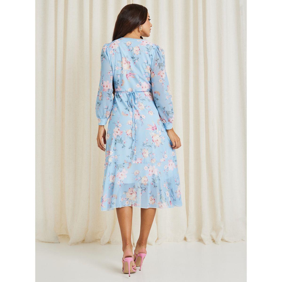 Styli Floral Print Chiffon Wrap Midi Dress-women-clothing-dresses-image-4