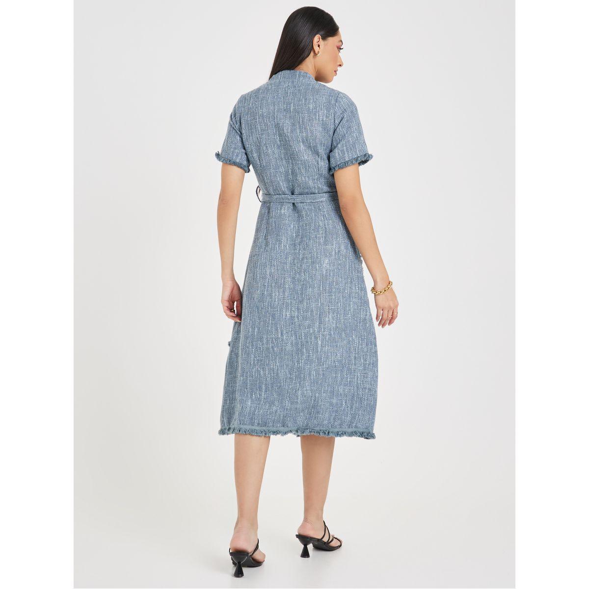 Styli Tweed Pocket Detail Shirt Midi Dress-women-clothing-dresses-image-4