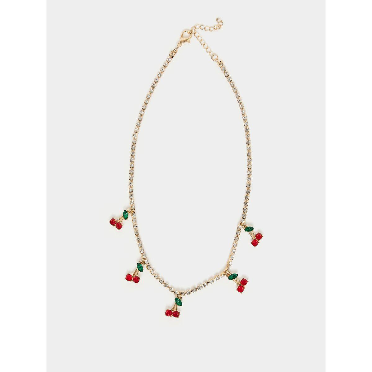 Styli Cherry Drop Rhinestone Necklace-women-watchesandjewellery-jewellery-necklacesandpendants-image-1