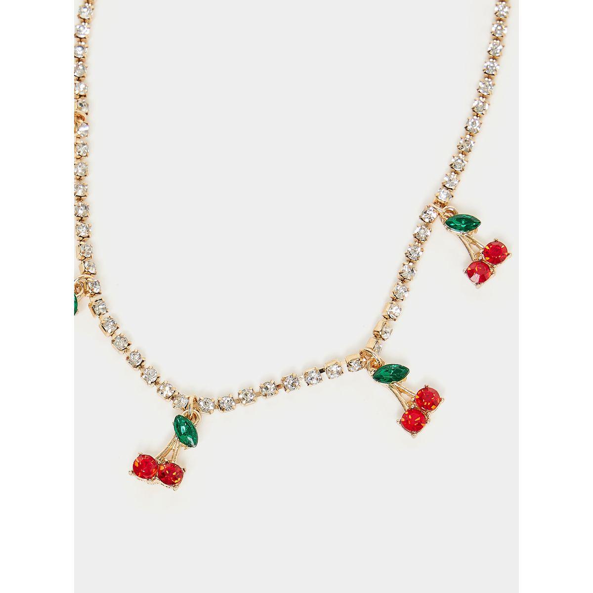 Styli Cherry Drop Rhinestone Necklace-women-watchesandjewellery-jewellery-necklacesandpendants-image-2