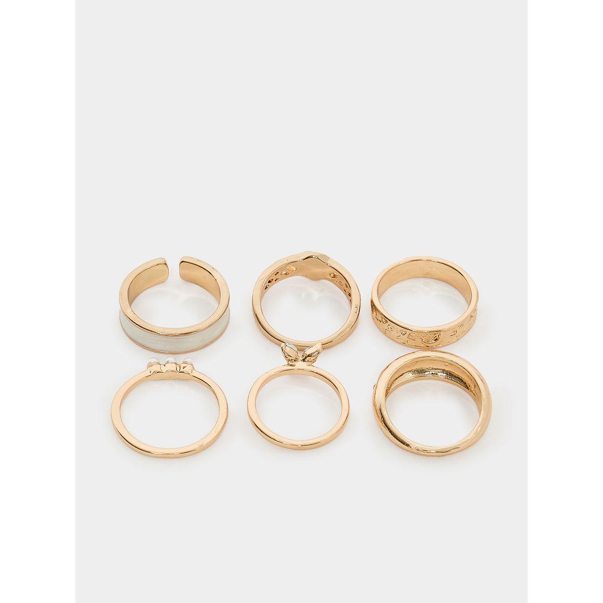 Styli Set of 6 - Butterfly Pearl Detail Rings-women-watchesandjewellery-jewellery-rings-image-3