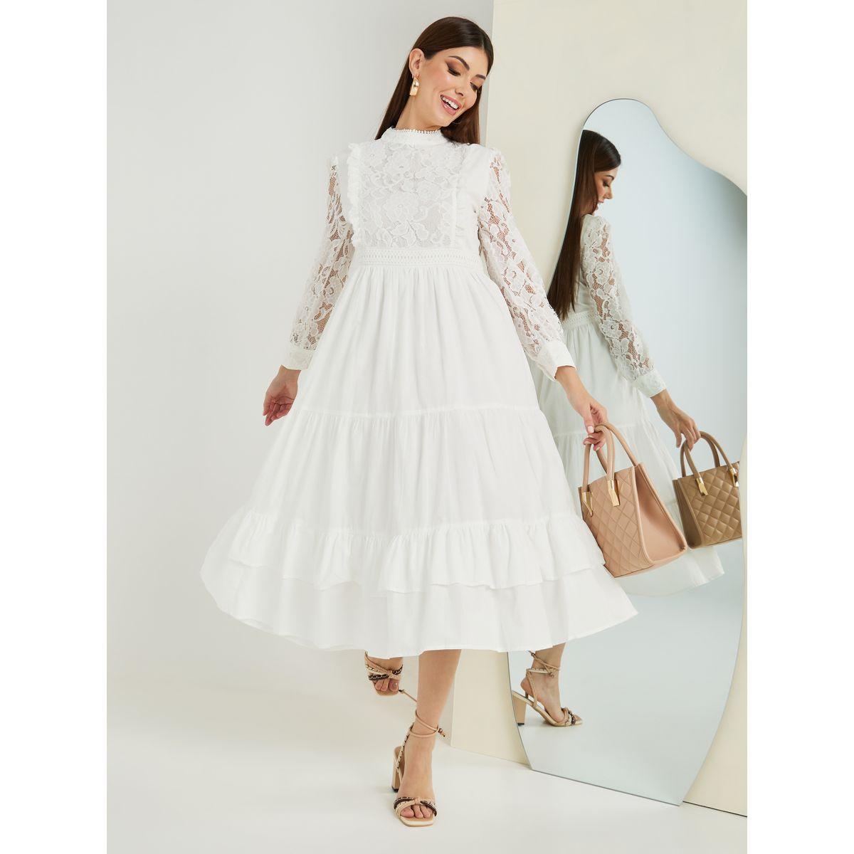 Styli Lace Detail Tiered A-Line Midi Dress-women-clothing-dresses-image-2