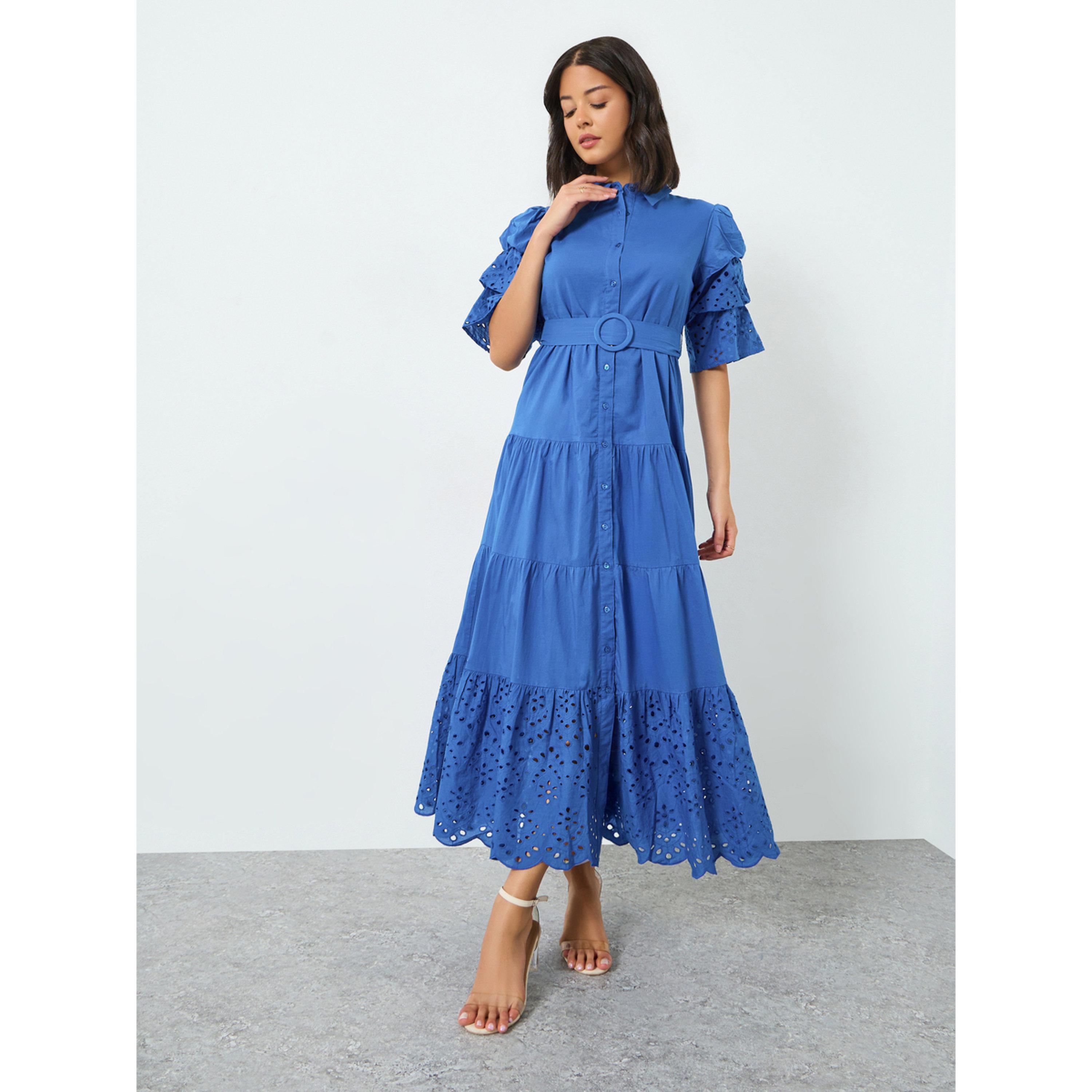 فستان طويل قطن متدرج مع حزام-women-clothing-dresses-image-2