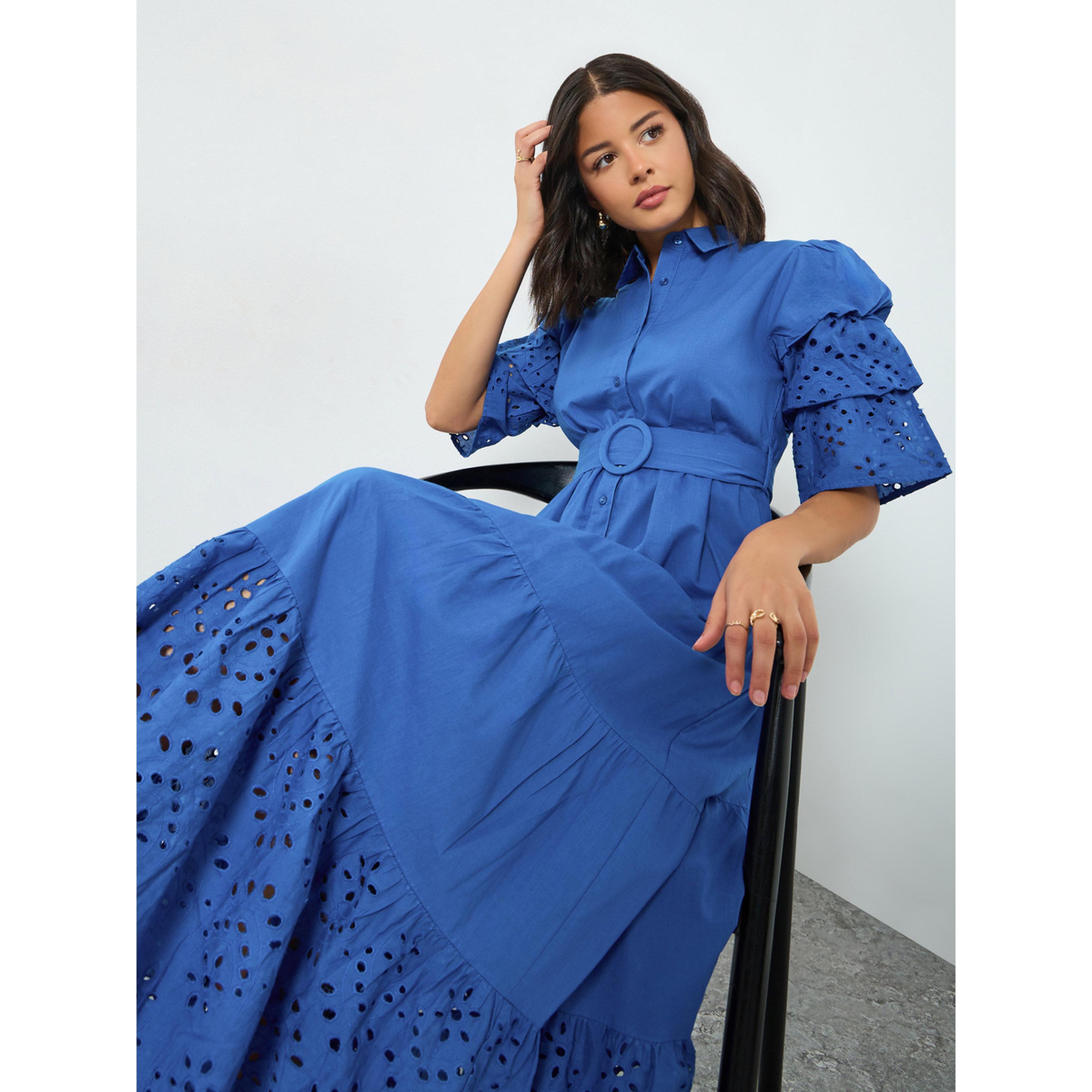 فستان طويل قطن متدرج مع حزام-women-clothing-dresses-image-3