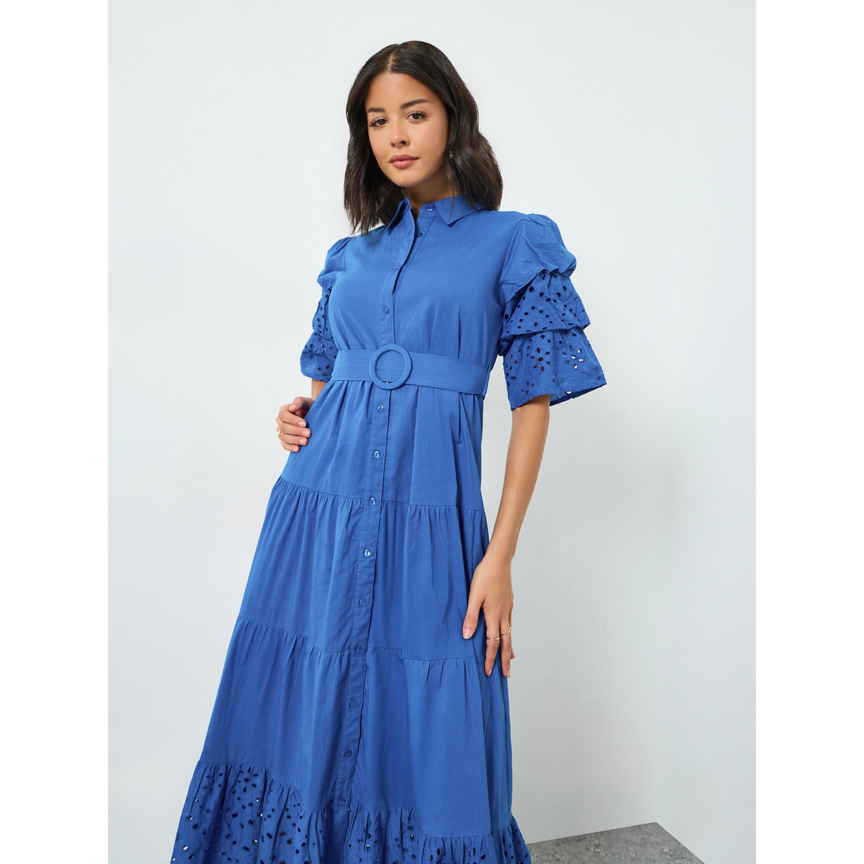 فستان طويل قطن متدرج مع حزام-women-clothing-dresses-image-4