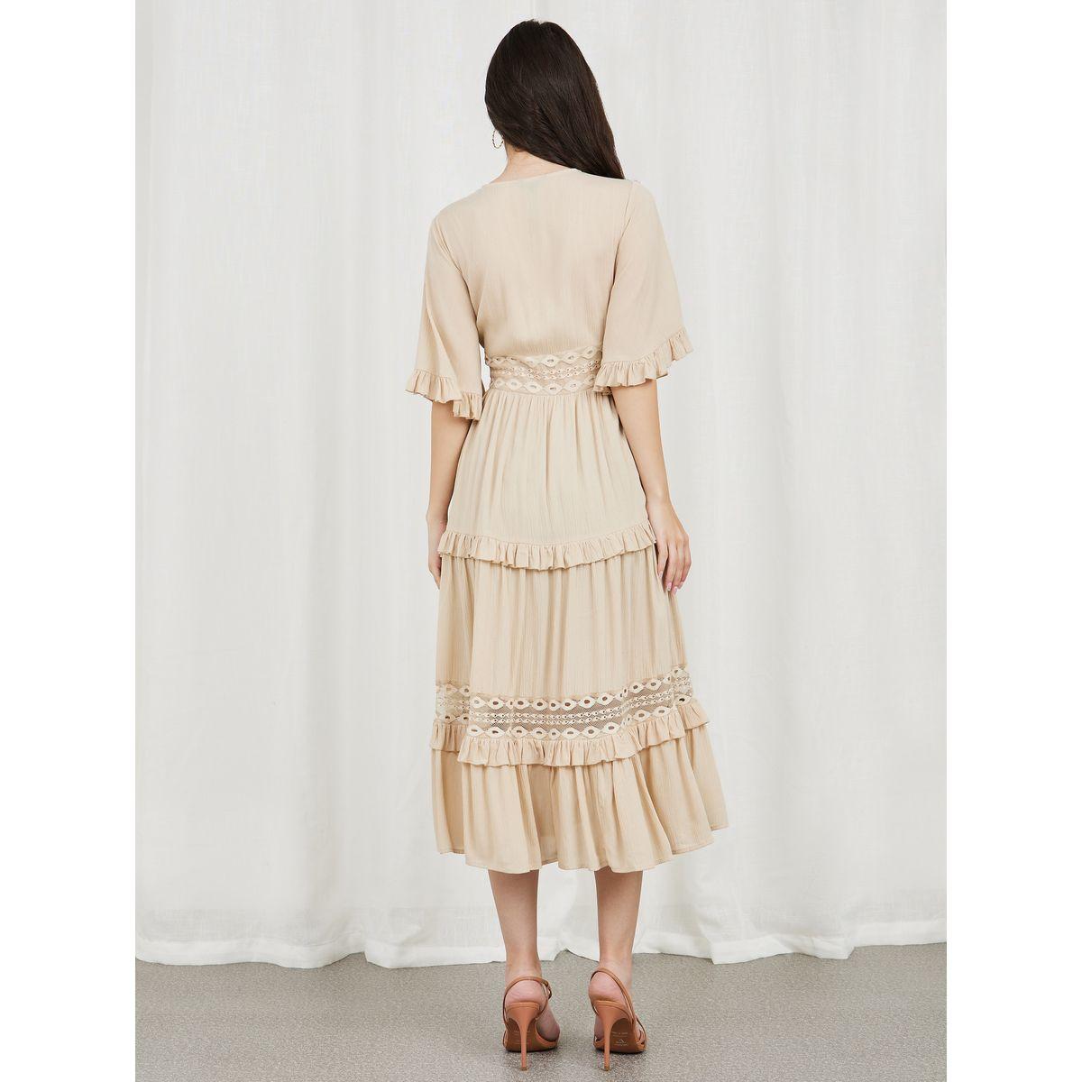 Styli Crepe Mesh Insert Frill Detail Tiered Midi Dress-women-clothing-dresses-image-4