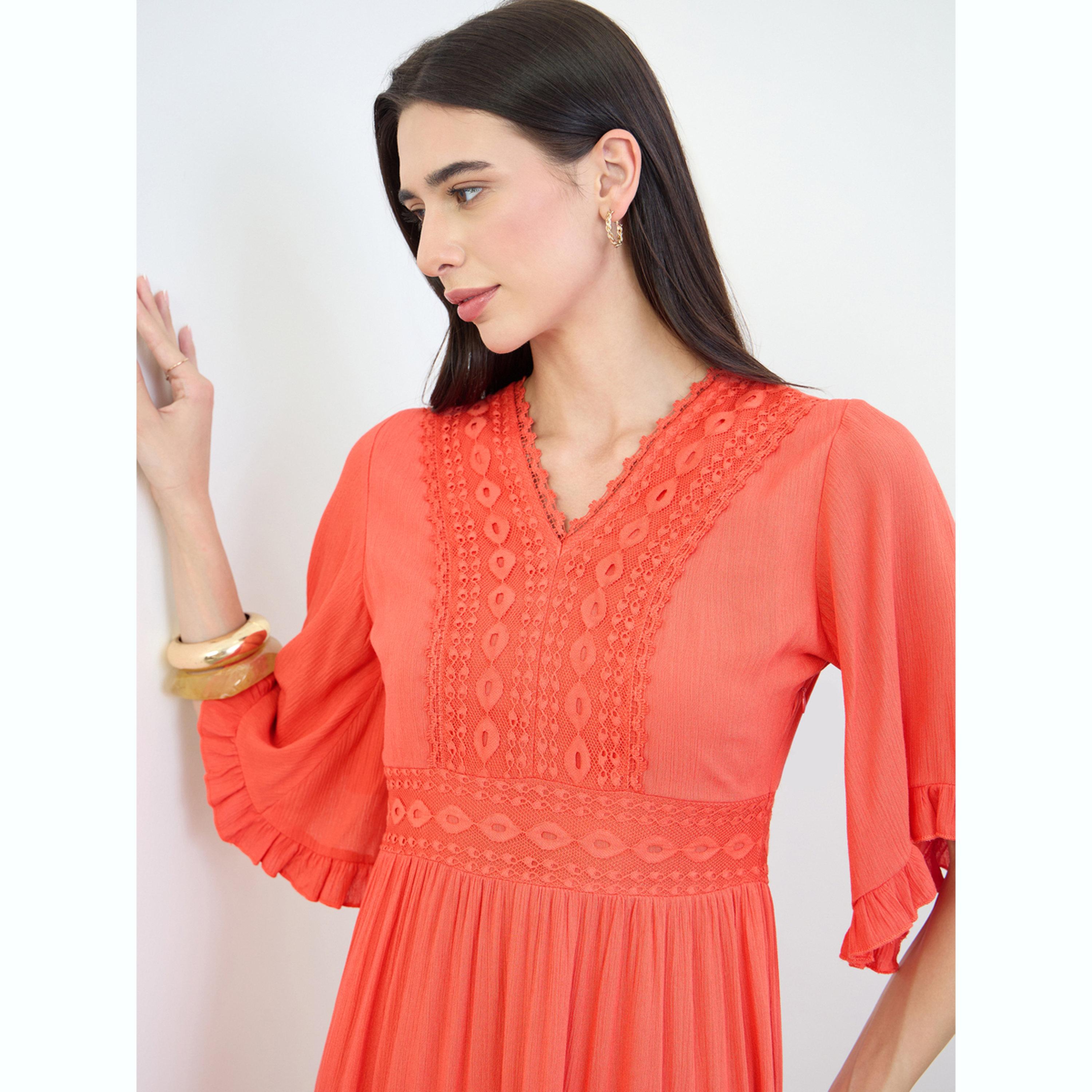 فستان ميدي مظهر ذو طبقات بتفاصيل دانتيل-women-clothing-dresses-image-4