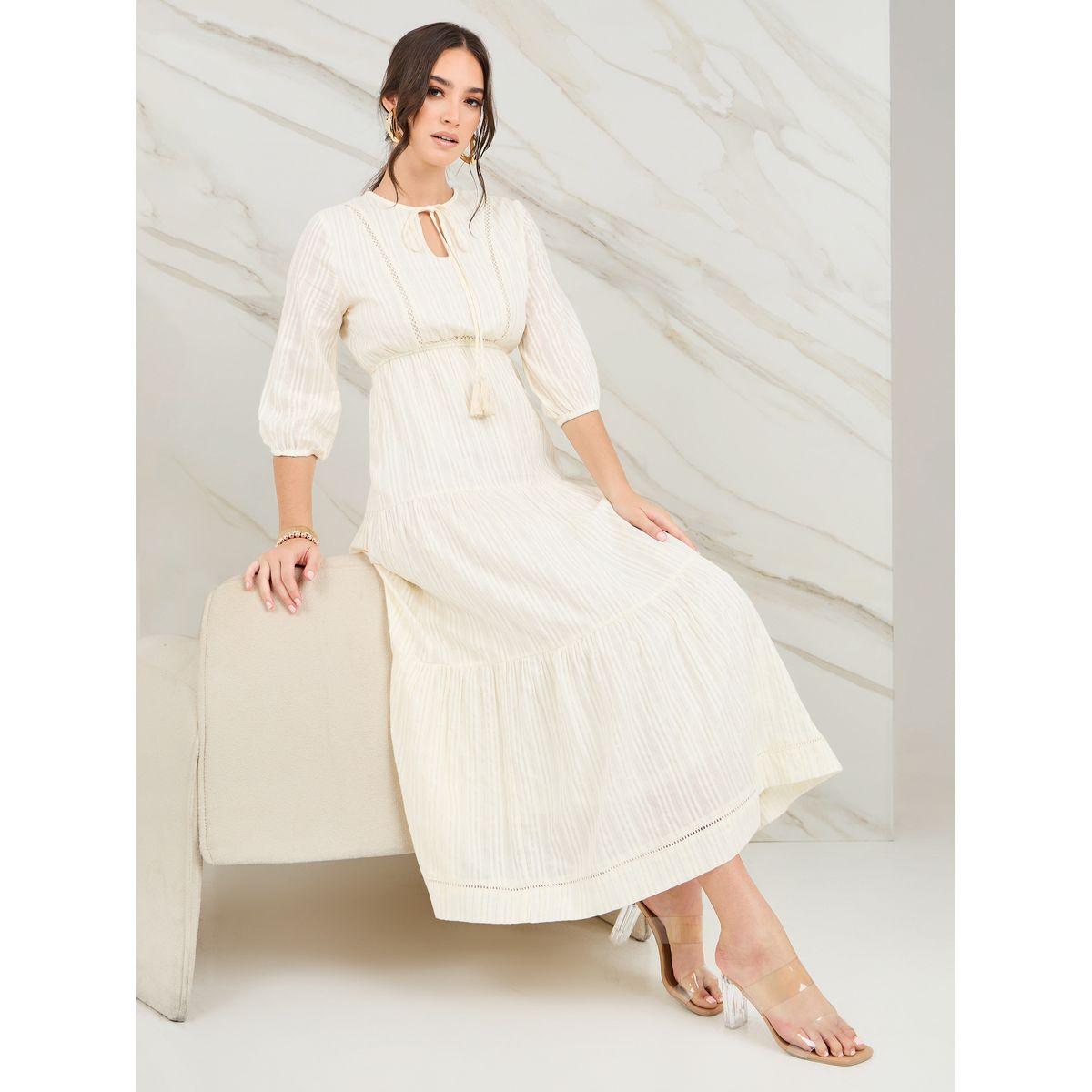 فستان ميدي بأربطة ياقة-women-clothing-dresses-image-1