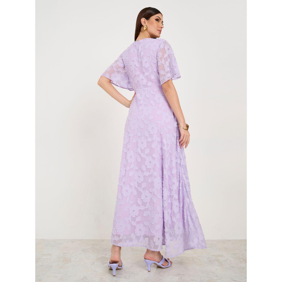 Styli Jacquard V Neck A-Line Maxi Dress-women-clothing-dresses-image-4