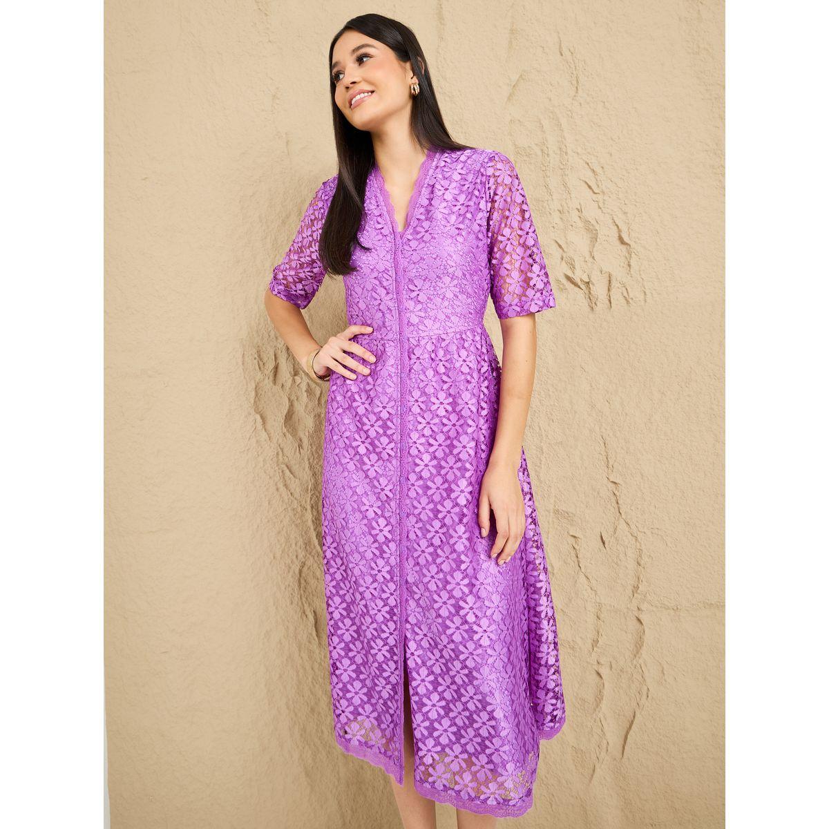 Styli Lace Insert V Neck A-Line Midi Dress-women-clothing-dresses-image-2