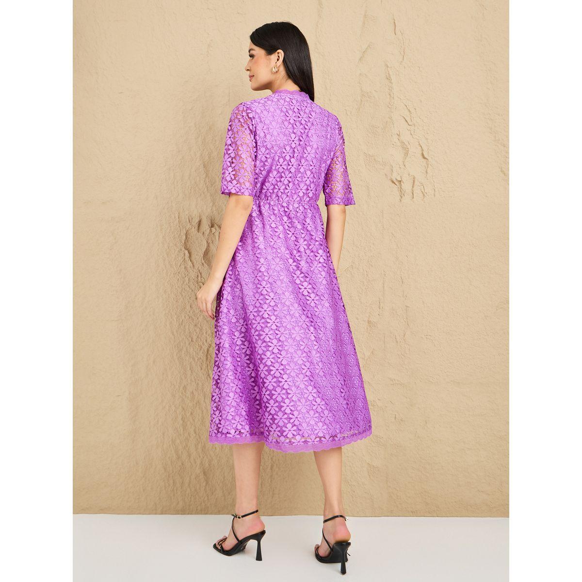 Styli Lace Insert V Neck A-Line Midi Dress-women-clothing-dresses-image-4