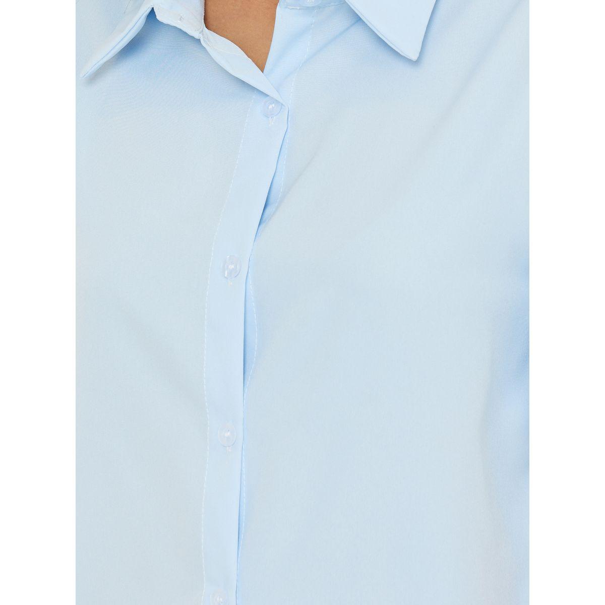 Styli Solid Puff Sleeve Shirt with Button Placket-women-clothing-shirtsandblouses-shirts-image-4