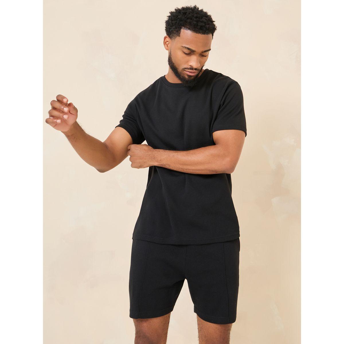 Styli Interlock Regular T-Shirt & Pintuck Shorts Co-Ord Set-men-clothing-coordsets-image-2