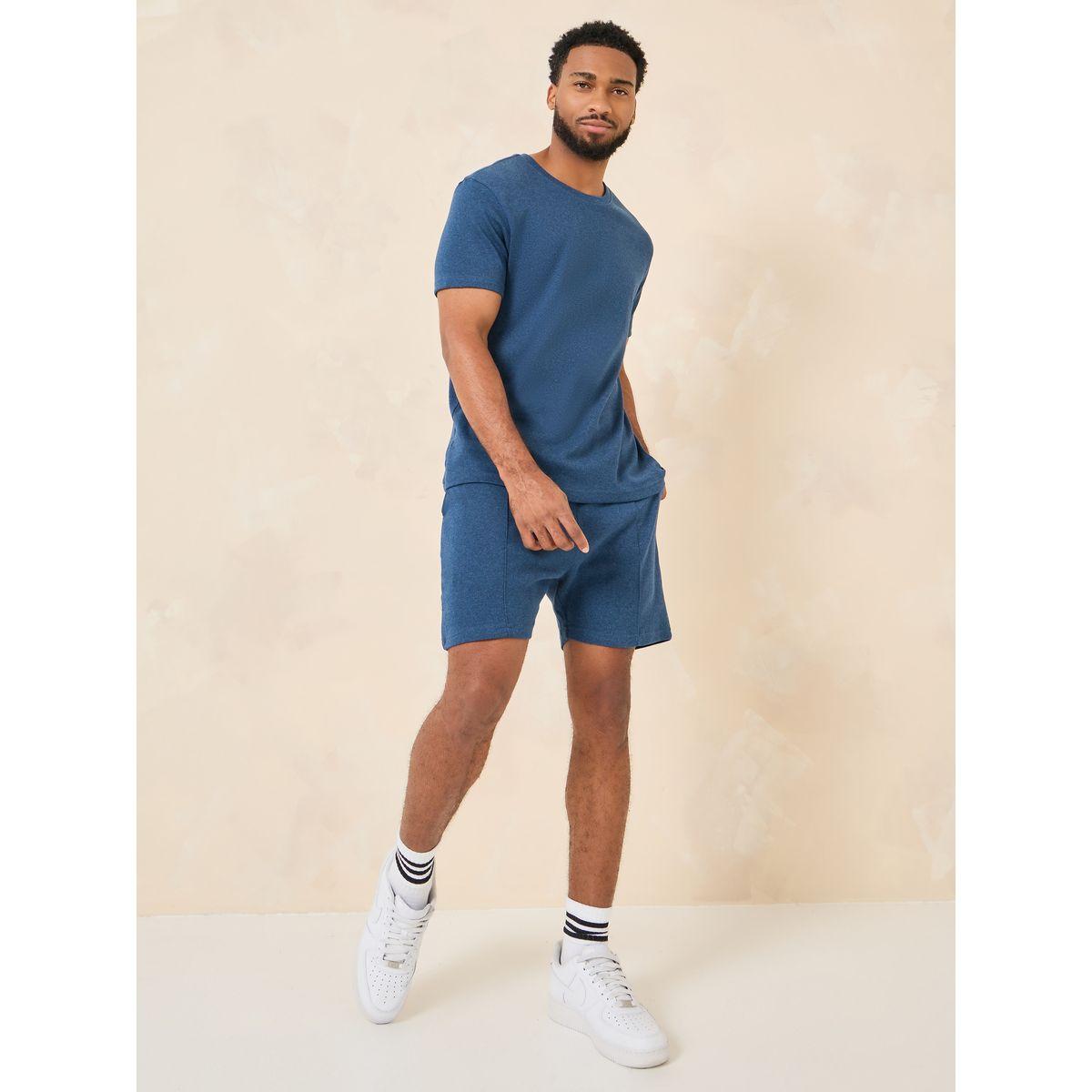 Styli Interlock Regular T-Shirt & Pintuck Shorts Co-Ord Set-men-clothing-coordsets-image-1
