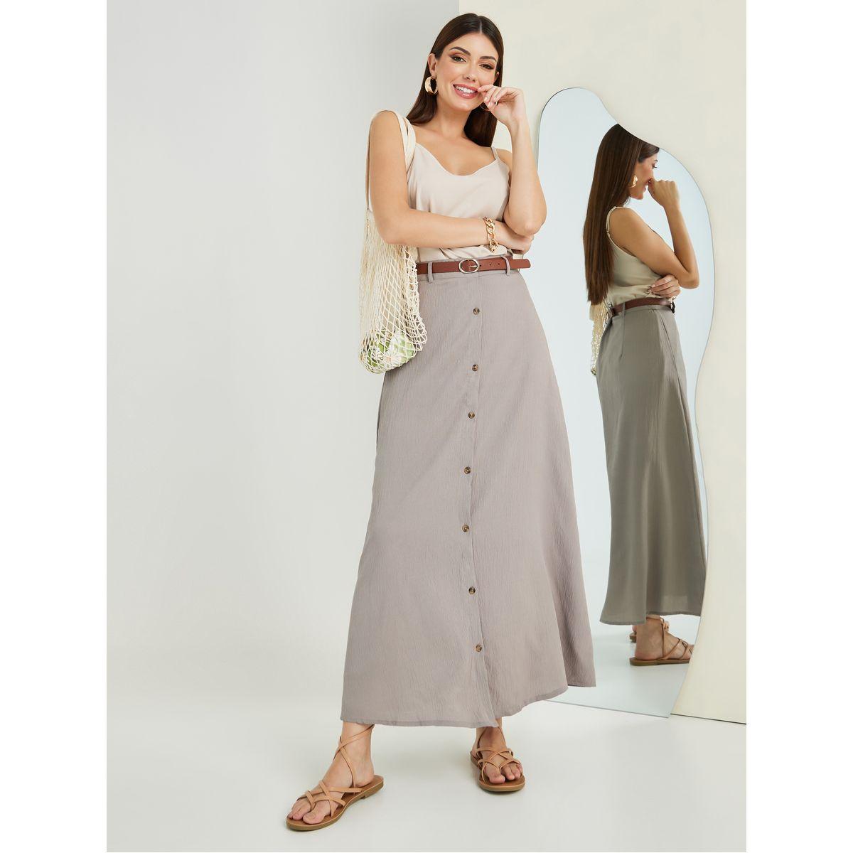 Styli Crinkle Textured Maxi Skirt with Belt-women-clothing-bottoms-skirts-image-1