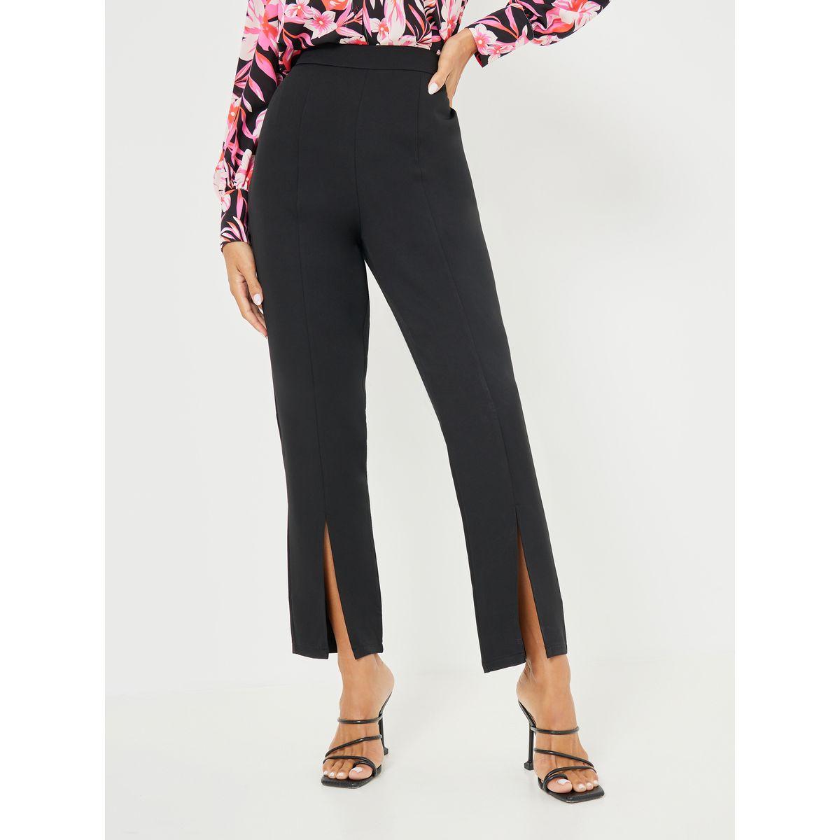 Styli High Rise Split Hem Detail Slim Fit Trouser-women-clothing-bottoms-trousers-image-1