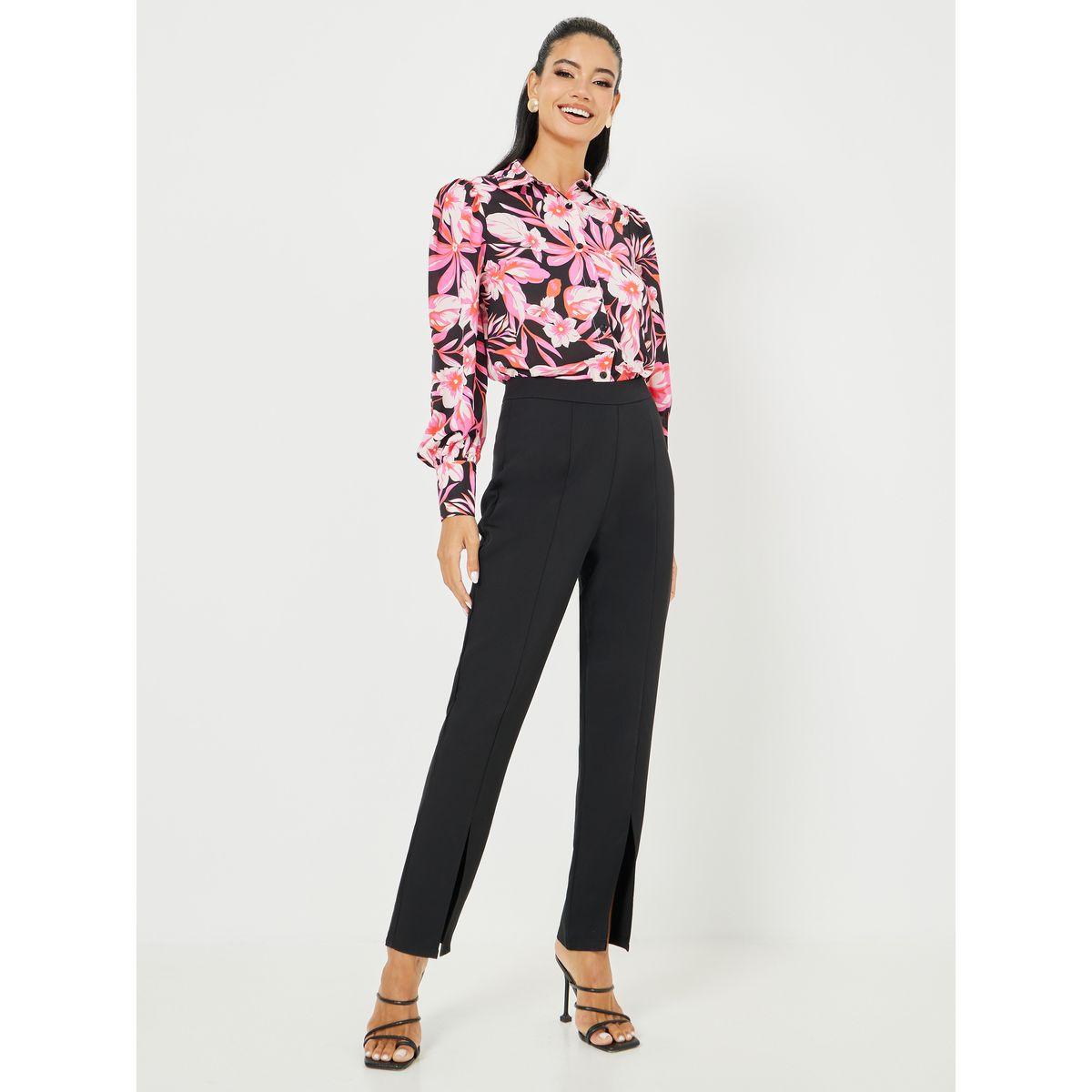 Styli High Rise Split Hem Detail Slim Fit Trouser-women-clothing-bottoms-trousers-image-2