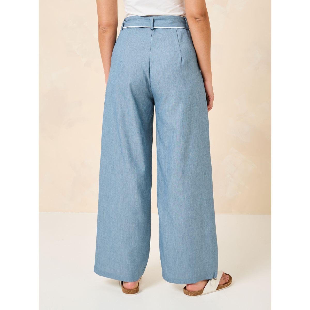 Styli Denim Look Sailor Trouser with Belt-women-clothing-bottoms-trousers-image-4