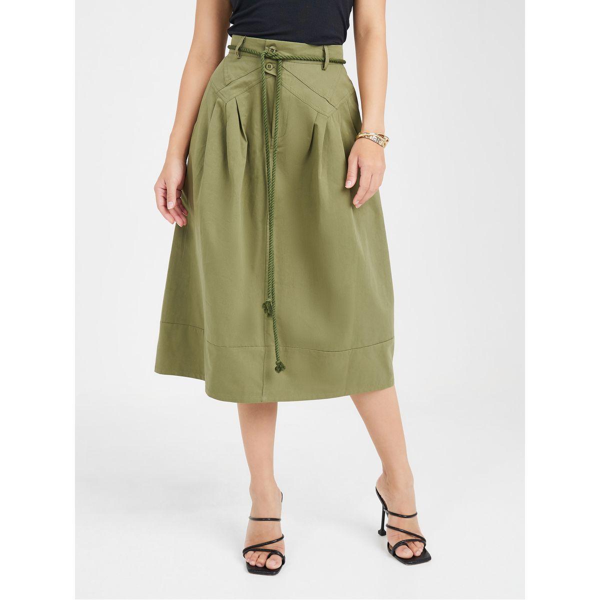 تنورة ميدي سادة مع رباط خصر-women-clothing-bottoms-skirts-image-2