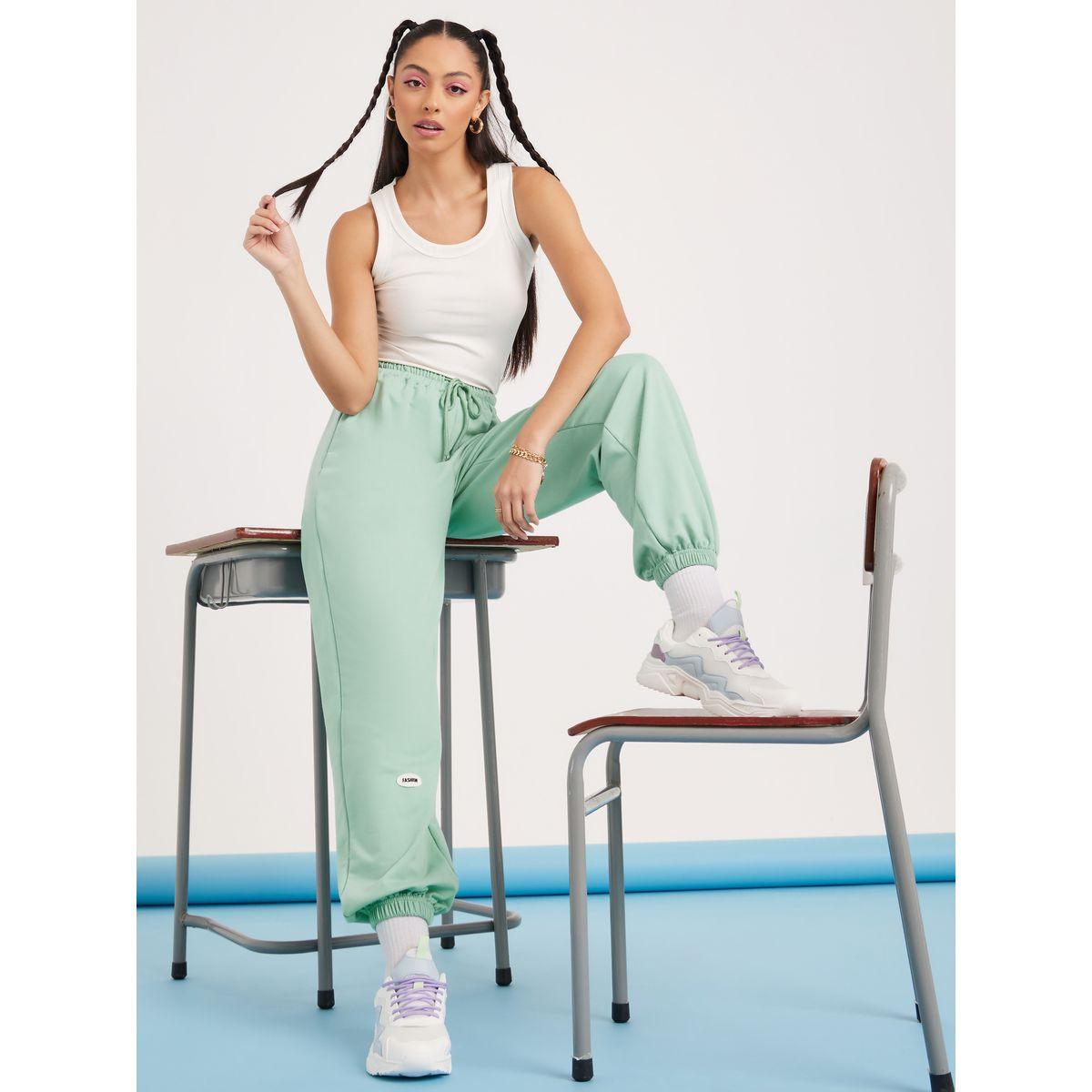 Styli Badge Detail Wide Leg Drawcord Jogger-women-clothing-bottoms-joggers-image-1