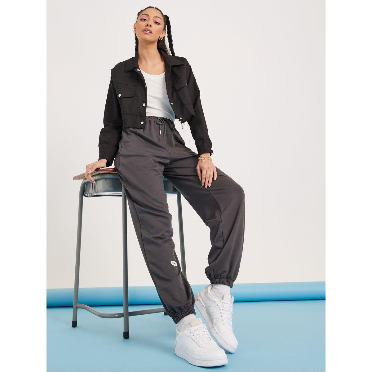 Styli Badge Detail Wide Leg Drawcord Jogger-women-clothing-bottoms-joggers-image-1