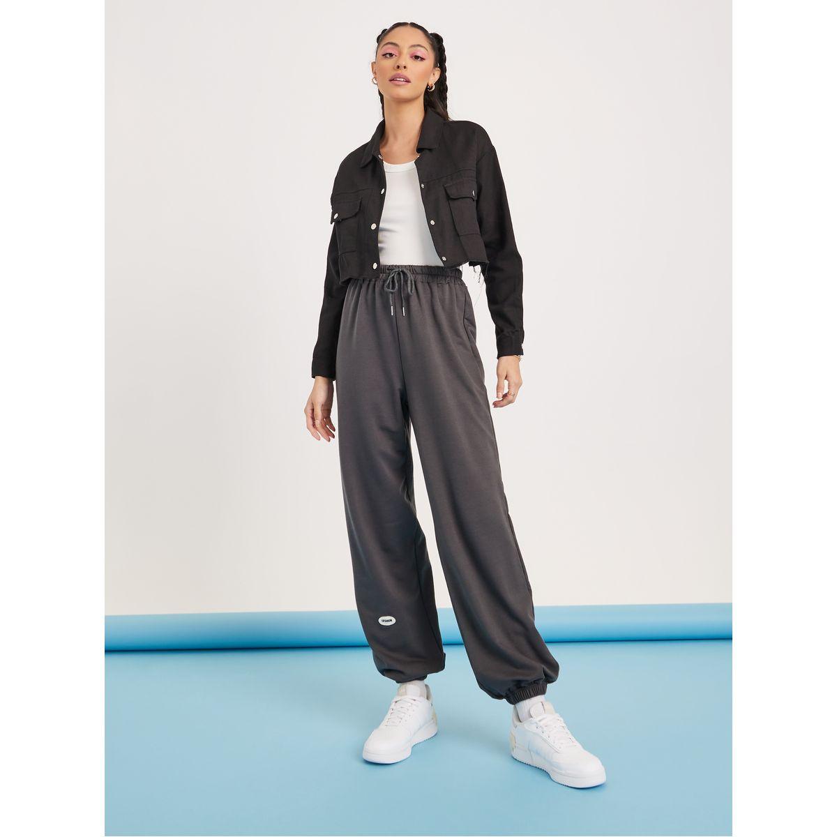 Styli Badge Detail Wide Leg Drawcord Jogger-women-clothing-bottoms-joggers-image-2