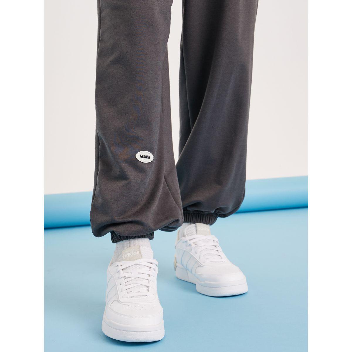 Styli Badge Detail Wide Leg Drawcord Jogger-women-clothing-bottoms-joggers-image-4