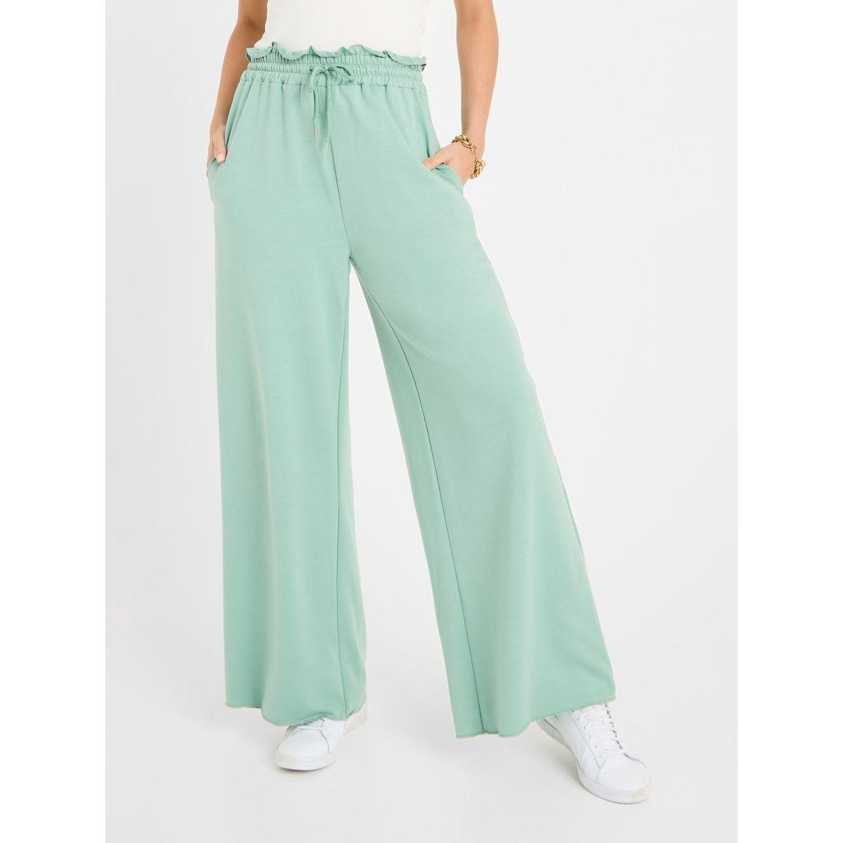 Styli Solid Ruffled Waist Wide Leg Jogger-women-clothing-bottoms-joggers-image-2