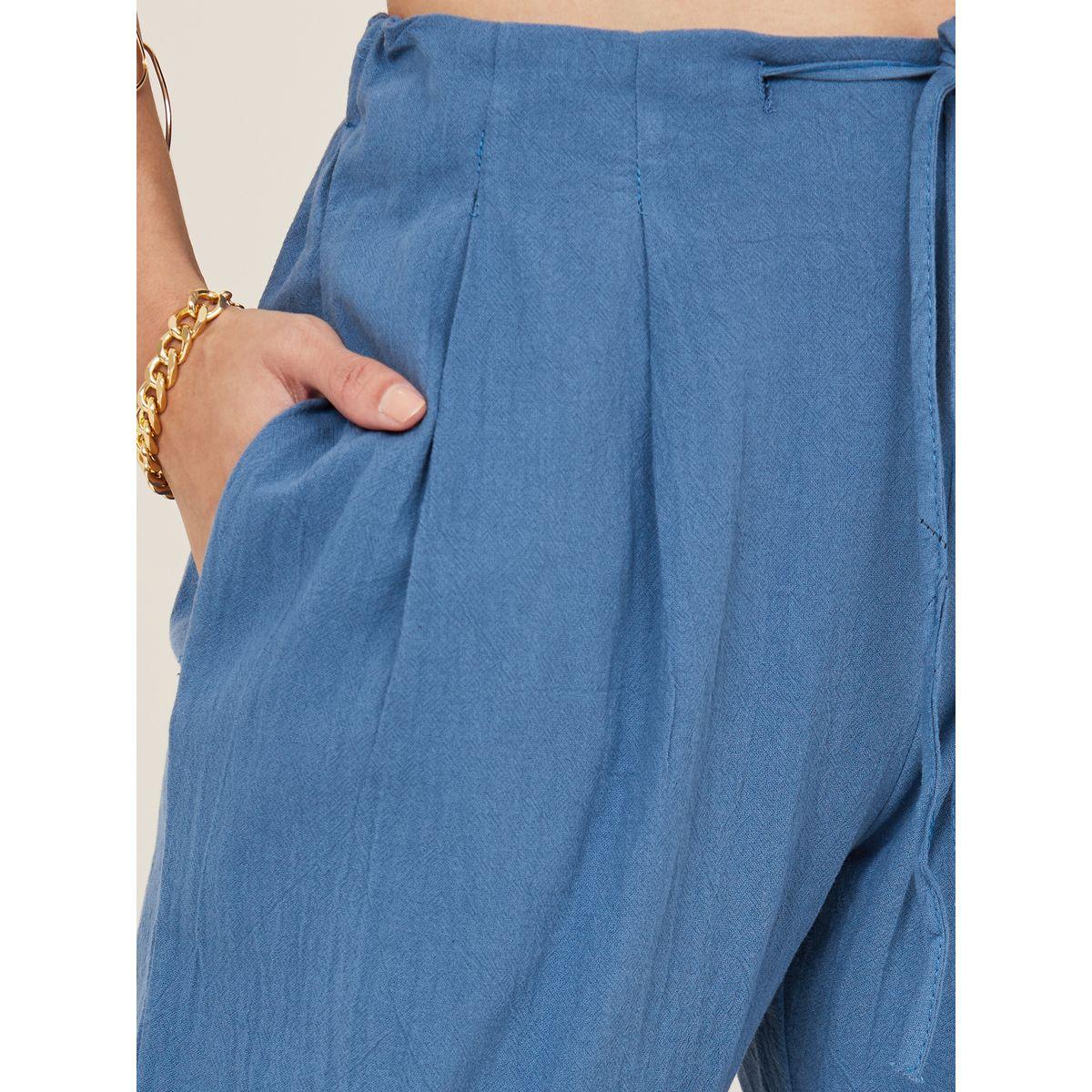 Styli Solid Cotton Linen Trouser with Drawstring-women-clothing-bottoms-trousers-image-3