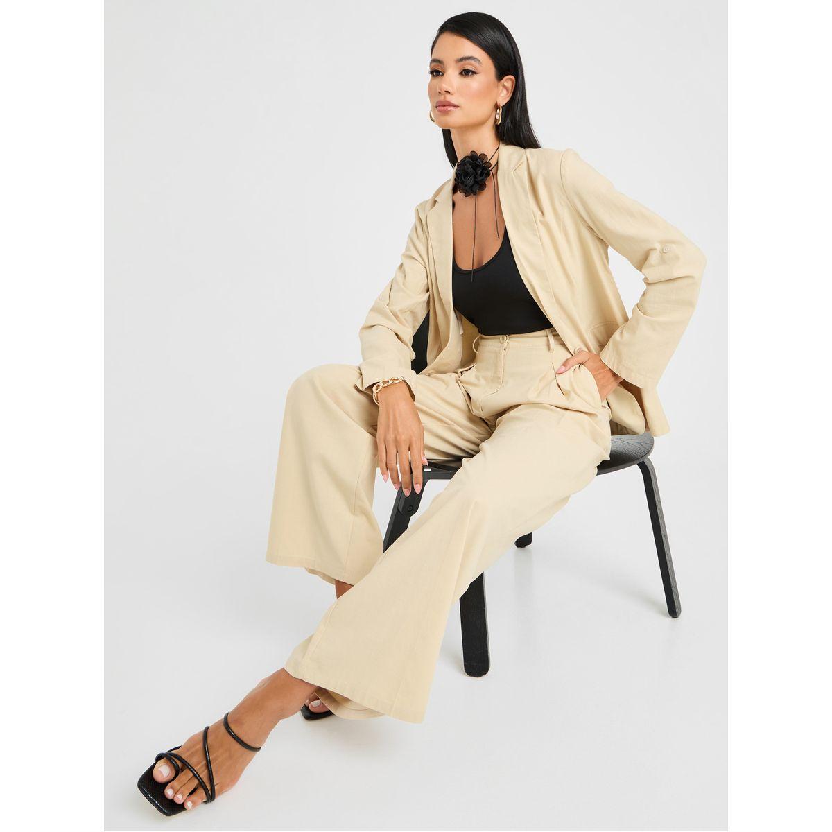 Styli Single Breasted Blazer and Wide Leg Trouser Set-women-clothing-coordsets-image-1