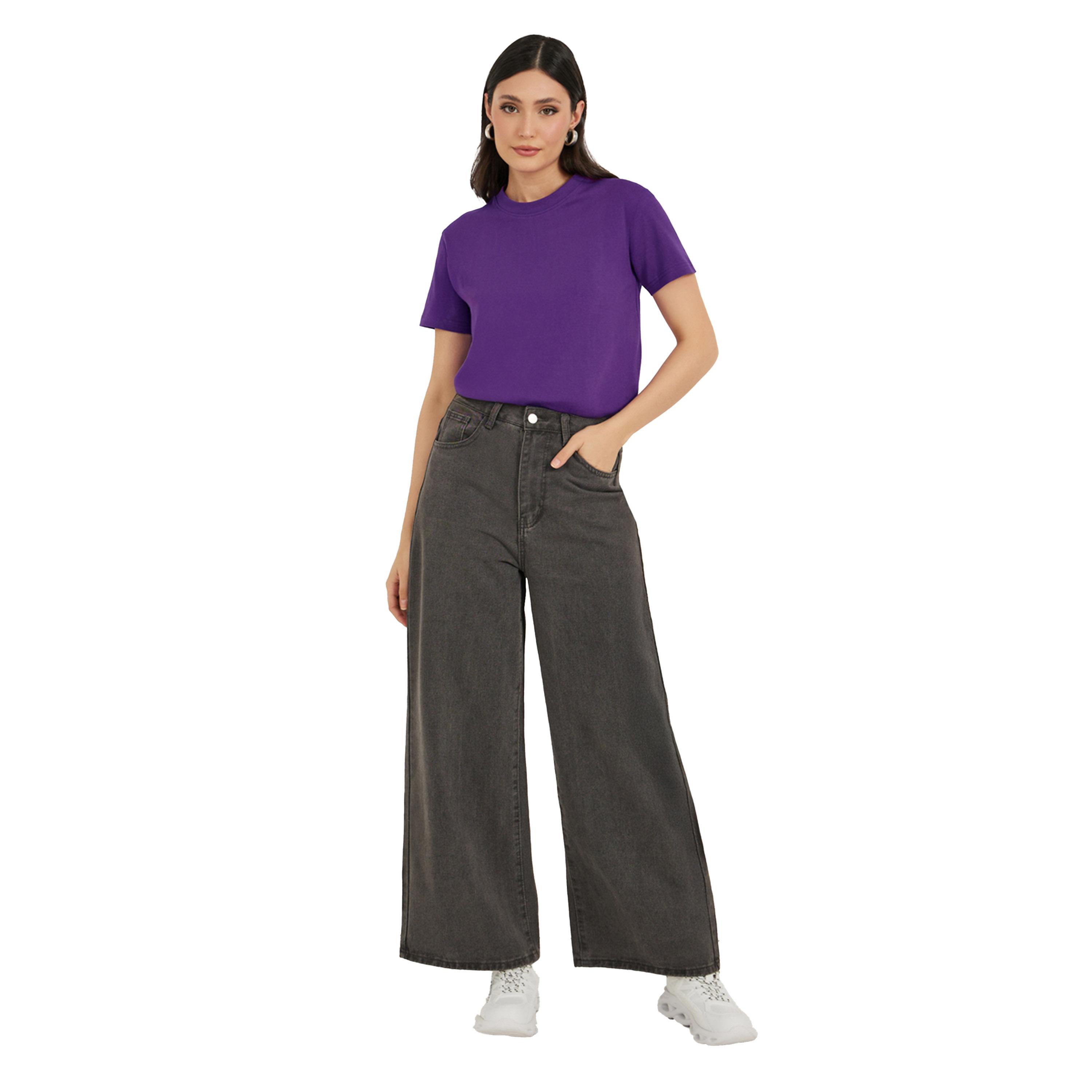 ستايلي -  تي شيرت بقصّة عادية ورقبة مستديرة وطبعة شعار-women-clothing-tshirts-image-2
