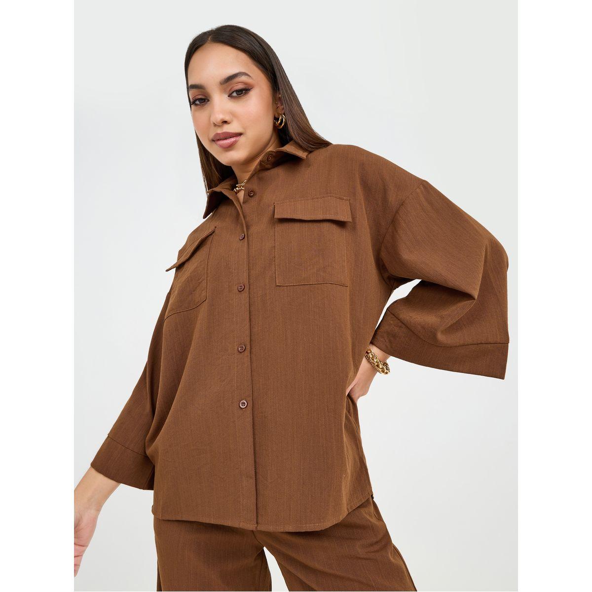Styli Front Flap Pocket Oversized Longline Shirt-women-clothing-shirtsandblouses-shirts-image-3