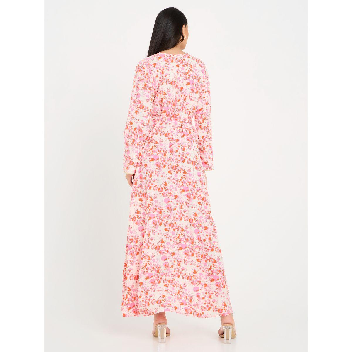 Styli Floral Print Jalabiya with Magrabi Lace-women-arabicclothing-jalabiyas-image-4