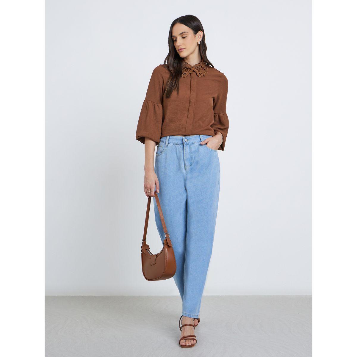 Styli Lace Collar Placket Detail Relaxed Fit Shirt-women-clothing-shirtsandblouses-shirts-image-2