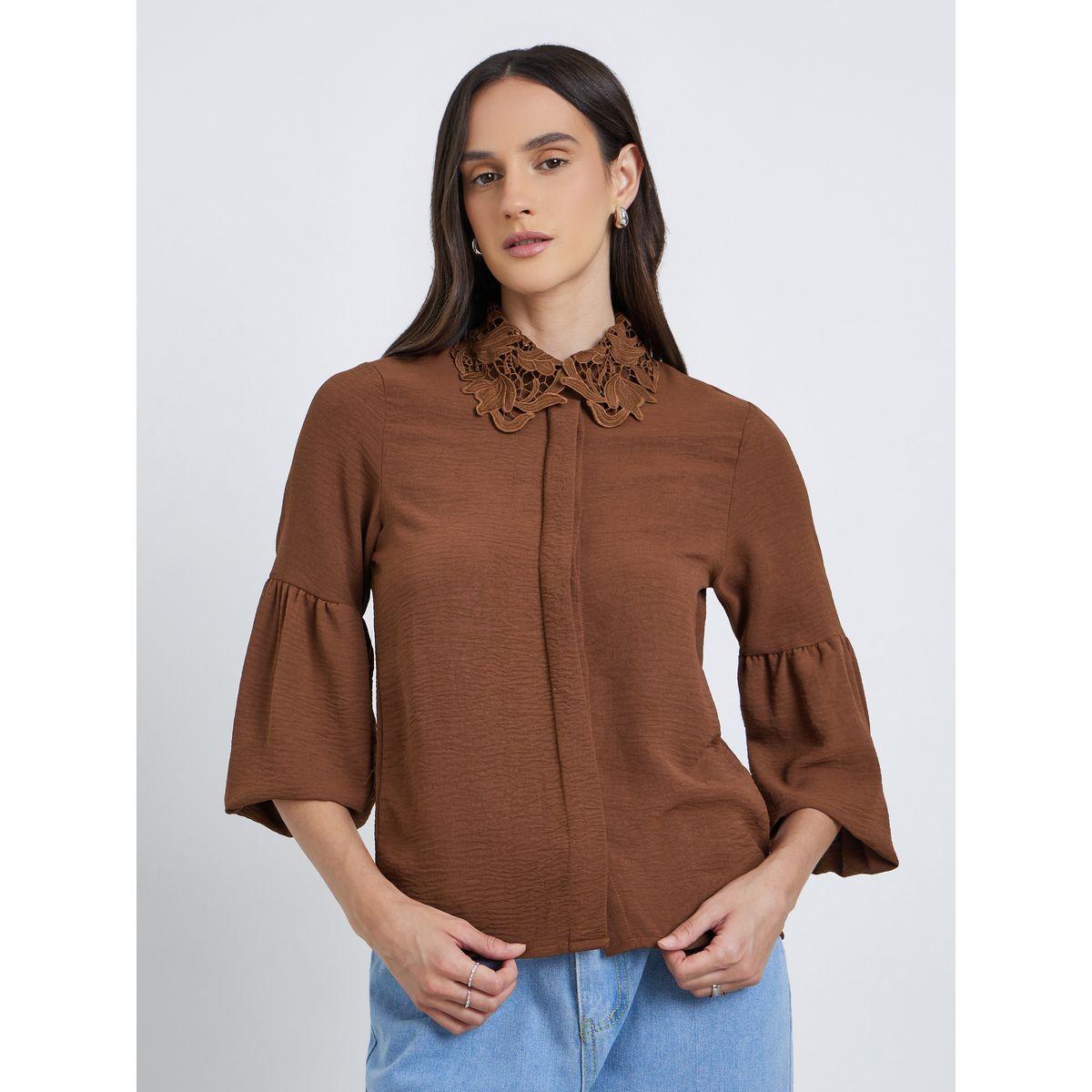 Styli Lace Collar Placket Detail Relaxed Fit Shirt-women-clothing-shirtsandblouses-shirts-image-3