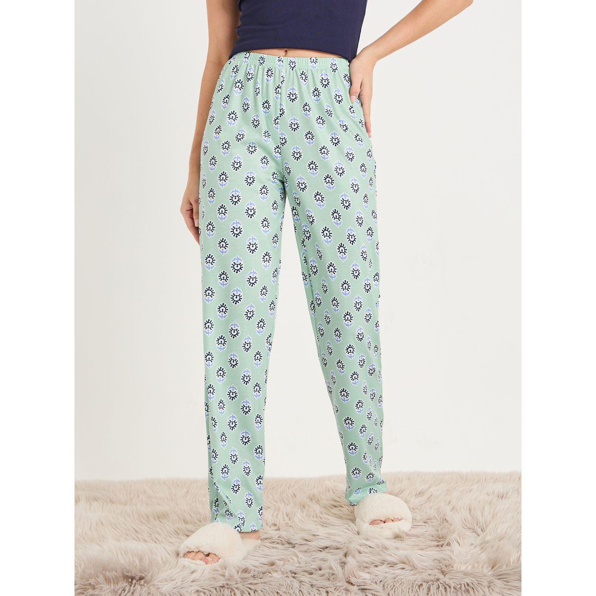 Styli Unwind Solid Rib Tank & Ikat Geo Print Pyjama Set-women-clothing-nightwear-pyjamas-longsets-image-4