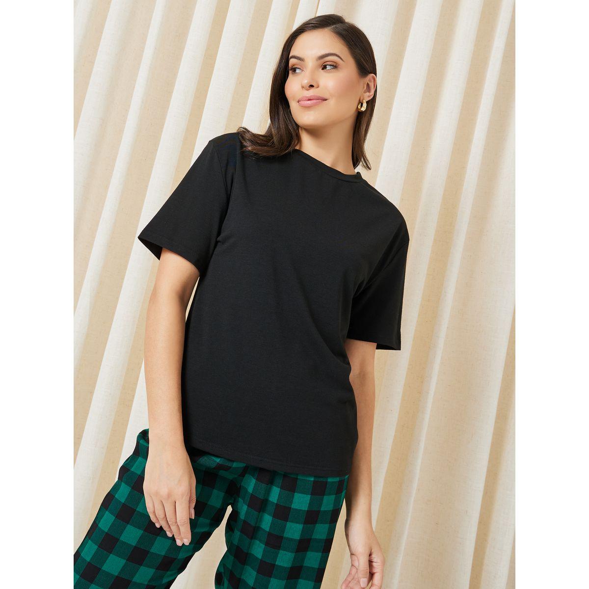 Styli Unwind Pack of 3 - Lace Trim Cami, Solid T-Shirt & Checked Pyjama Set-women-clothing-nightwear-pyjamas-longsets-image-8
