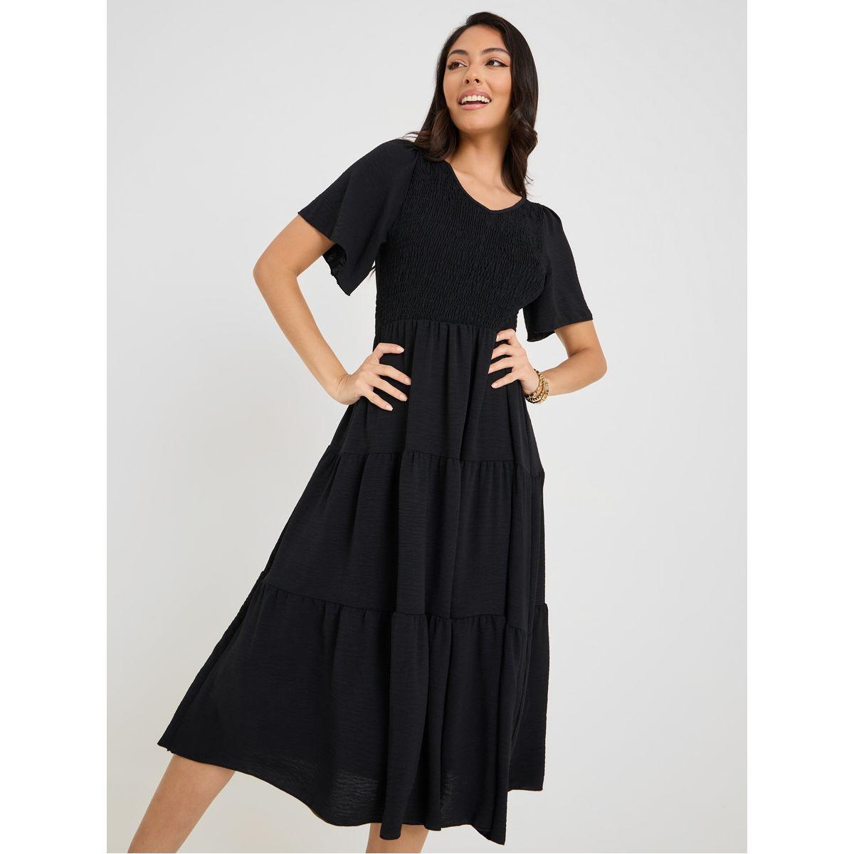فستان ميدي مزين بكسرات-women-clothing-dresses-image-1