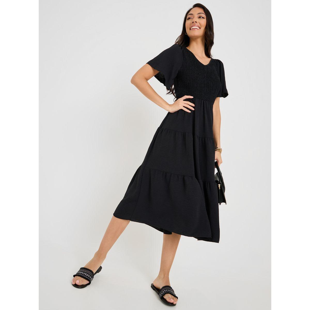 فستان ميدي مزين بكسرات-women-clothing-dresses-image-2
