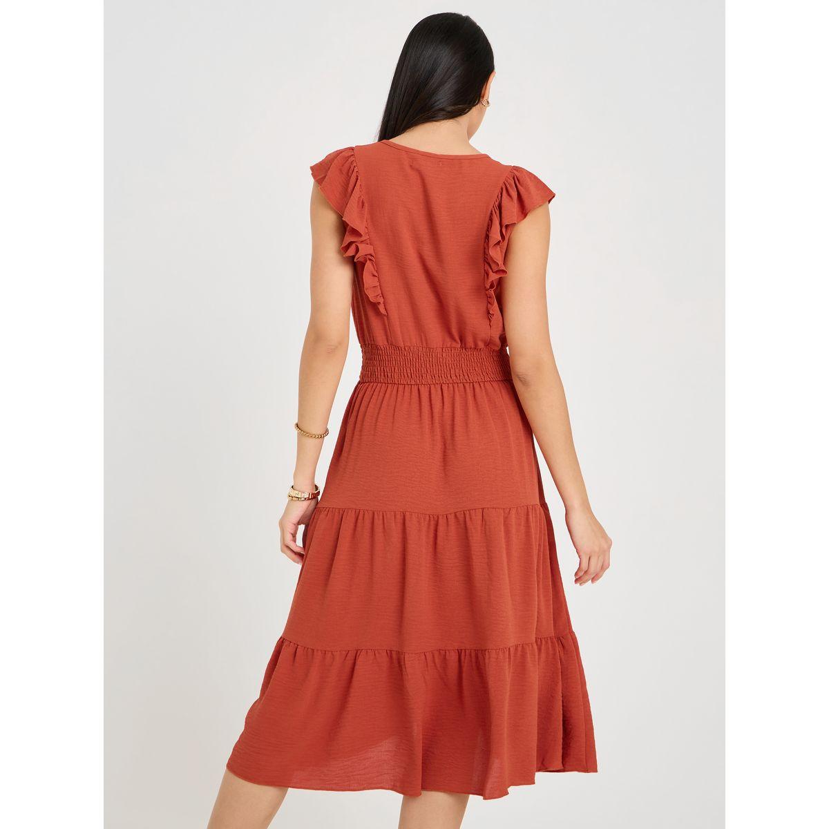 فستان ميدي مزين بكشكش-women-clothing-dresses-image-4