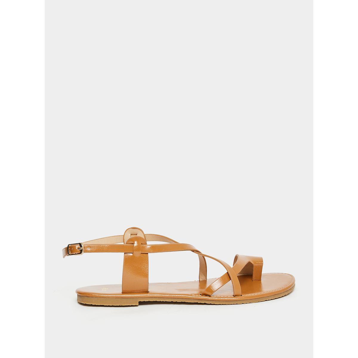 Styli Cross Strap Toe Loop Flat Sandals-women-shoes-sandals-flats-image-1