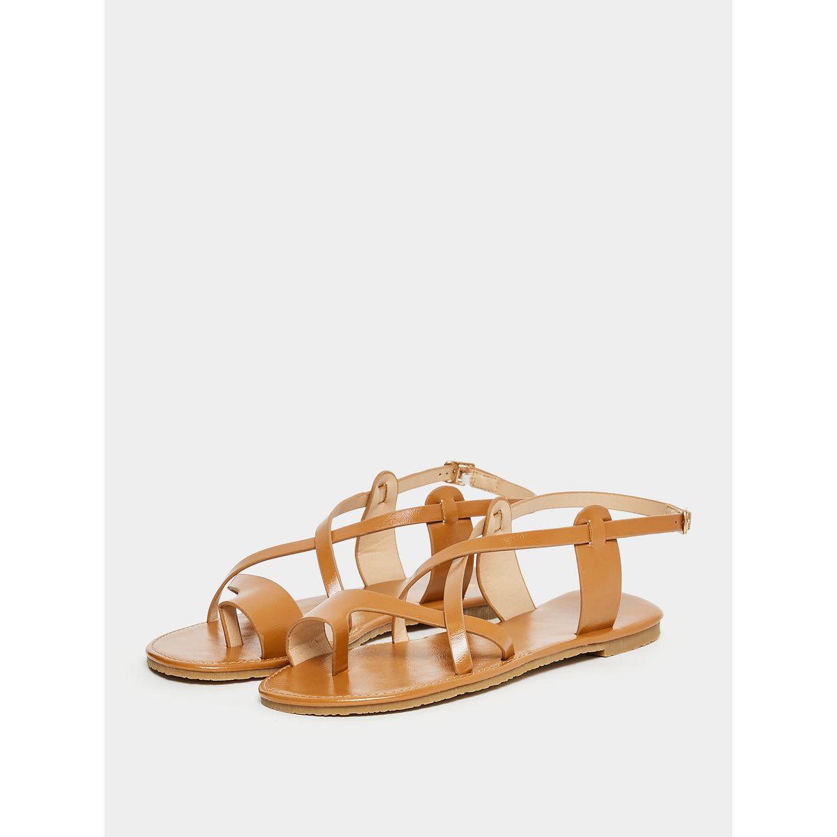 Styli Cross Strap Toe Loop Flat Sandals-women-shoes-sandals-flats-image-2
