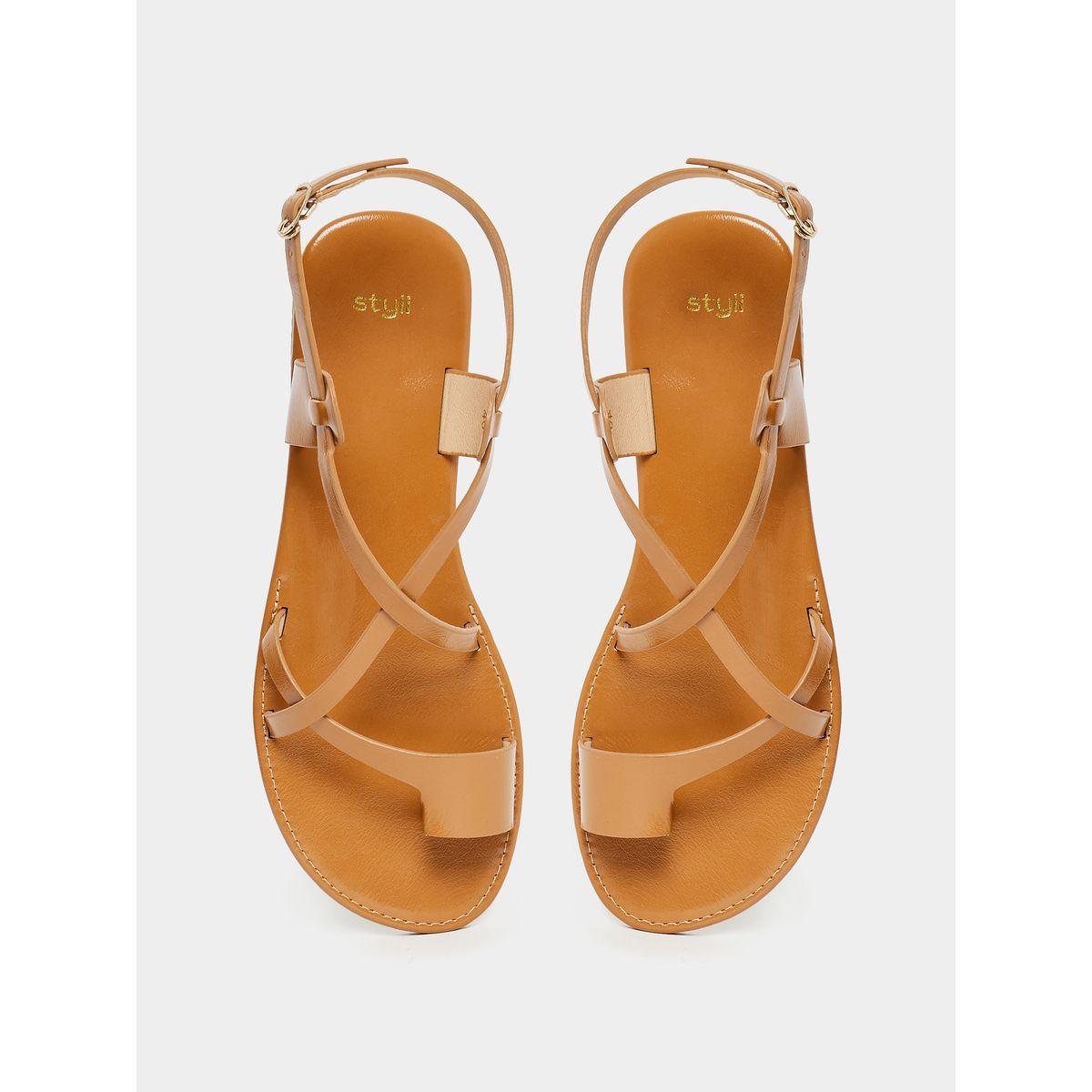 Styli Cross Strap Toe Loop Flat Sandals-women-shoes-sandals-flats-image-4