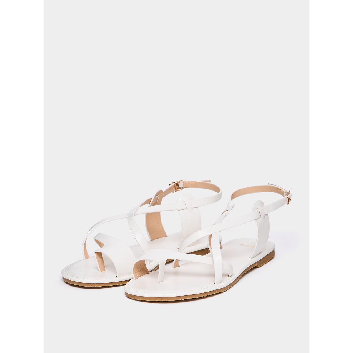 Styli Cross Strap Toe Loop Flat Sandals-women-shoes-sandals-flats-image-3