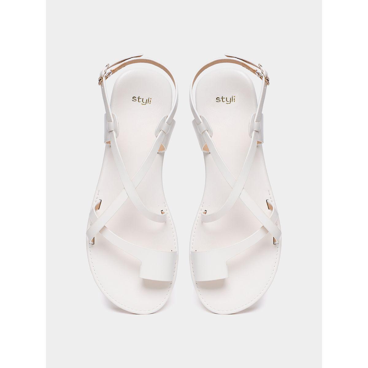 Styli Cross Strap Toe Loop Flat Sandals-women-shoes-sandals-flats-image-5
