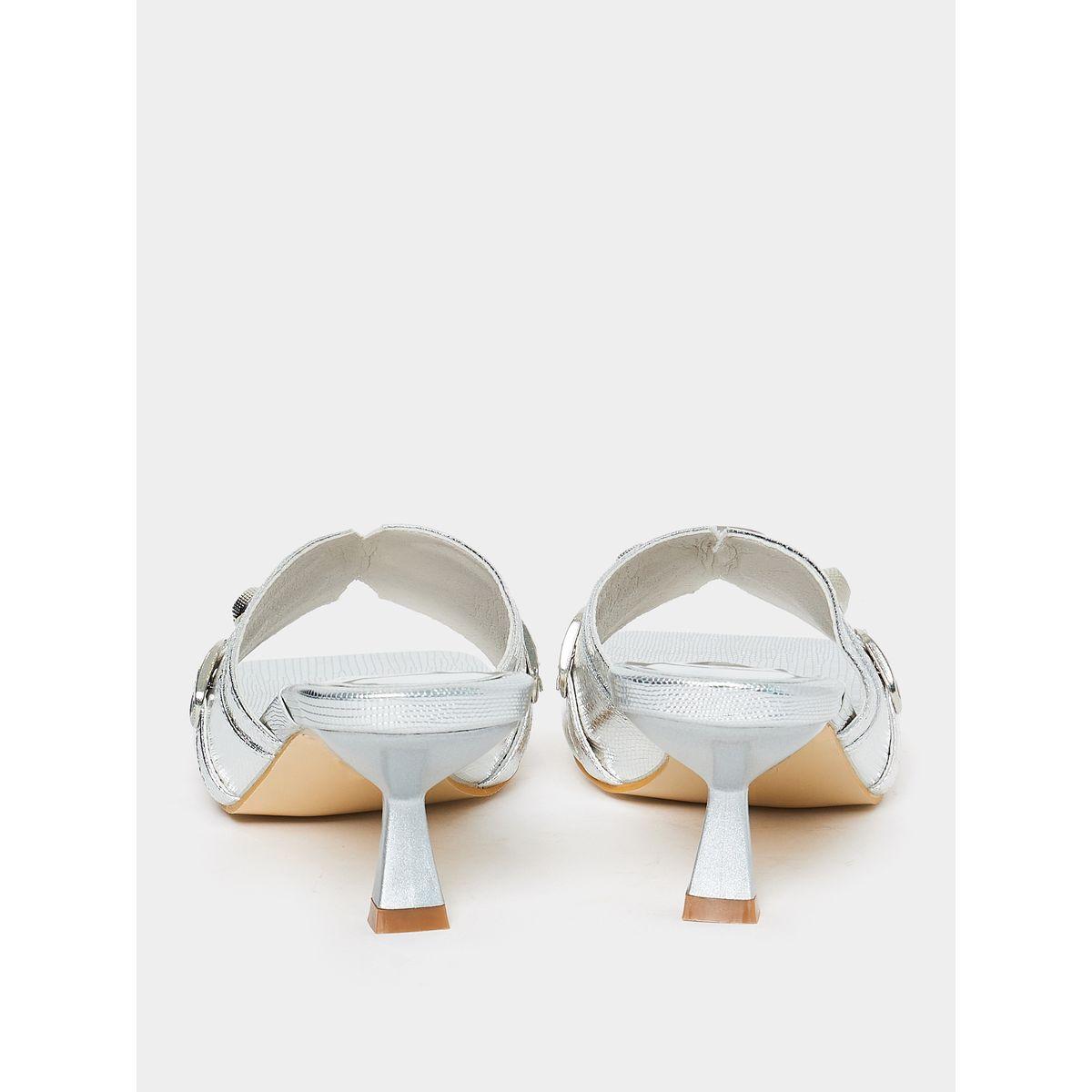 Styli Metallic Buckle Embellished Mid Heel Sandal-women-shoes-heels-image-4