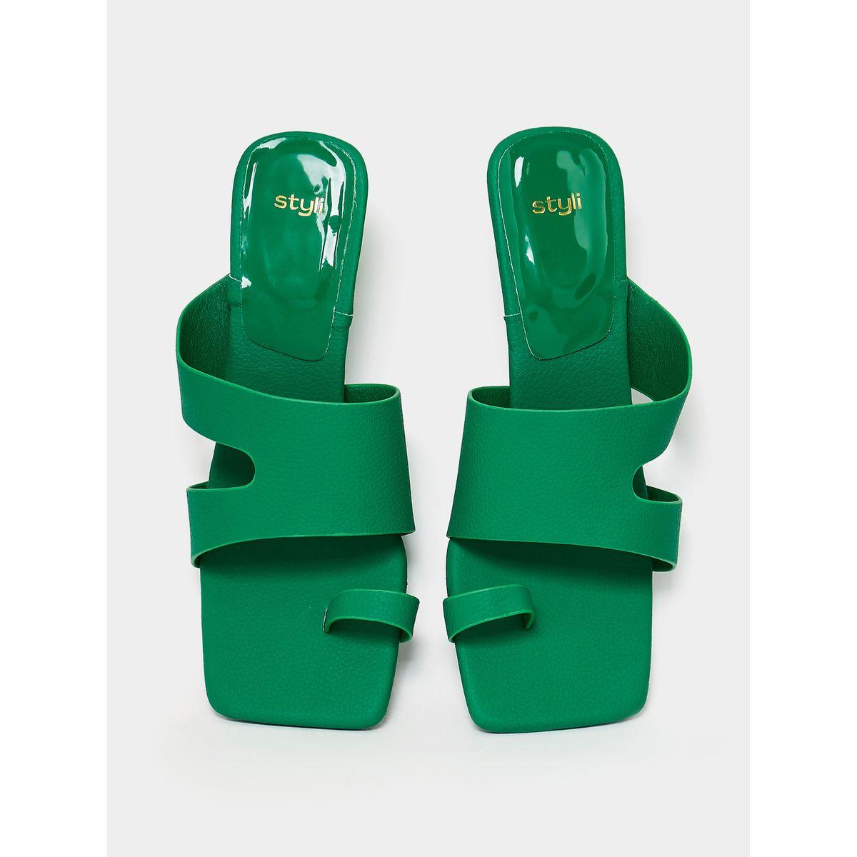 Styli Solid Abstract Band Toe Loop Detail Mid Heel Sandal-women-shoes-heels-image-6